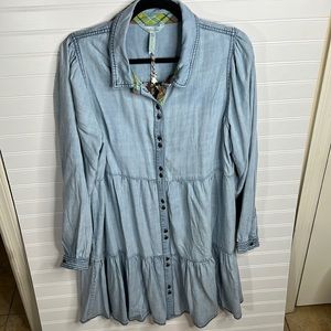 MATILDA JANE Heart to‎ Heart Walk the Line Distressed Denim Dress Large